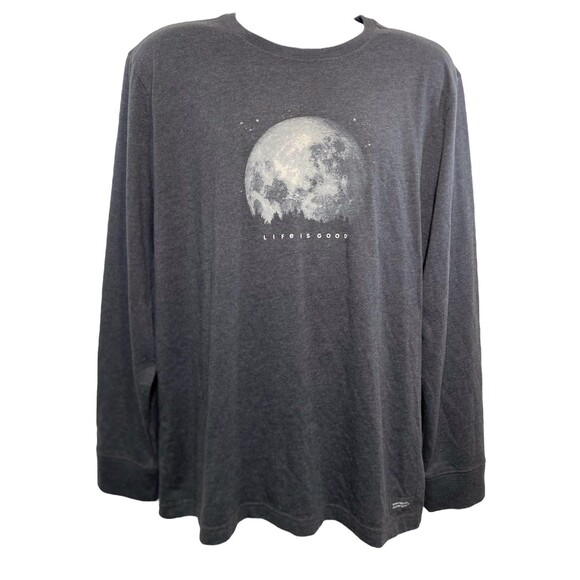 Life Is Good Crusher Tee Shirt Mens Large Gray Moon Graphic Long Sleeve Outdoors - Picture 1 of 8